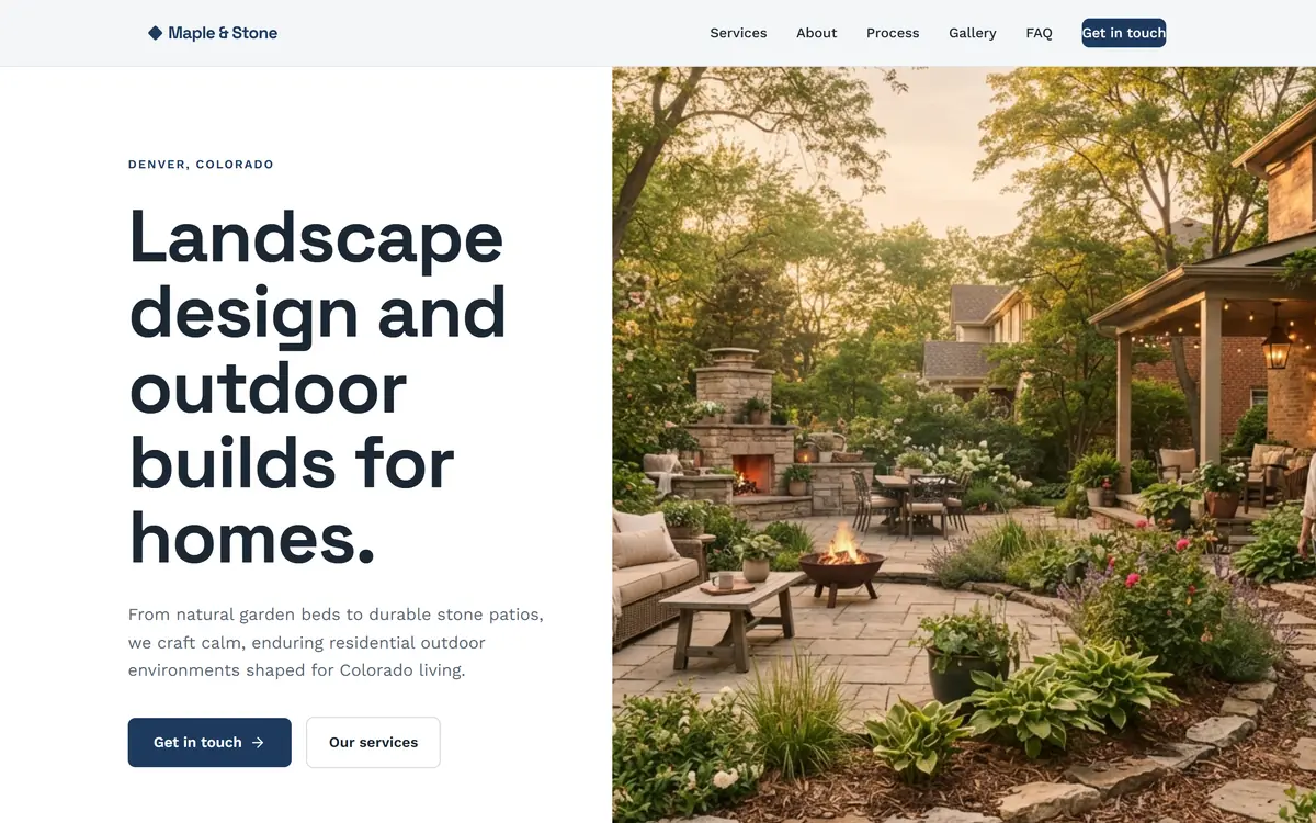 Maple & Stone Landscaping landing page