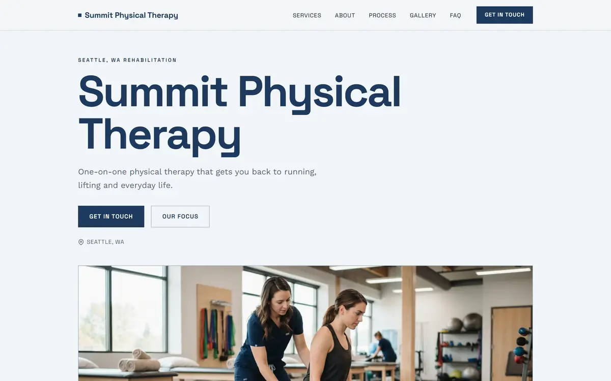Summit Physical Therapy landing page